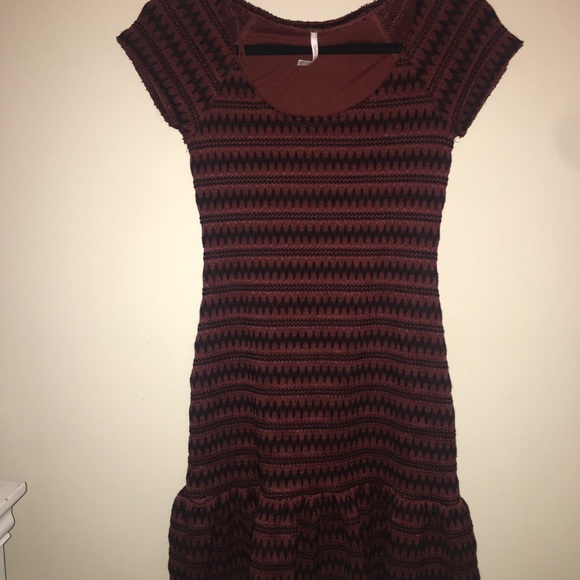 Short Free People Maroon & Black Dress - Picture 1 of 4